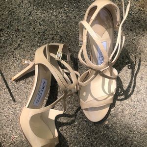Jimmy Choo Ivette nude patent leather sandals